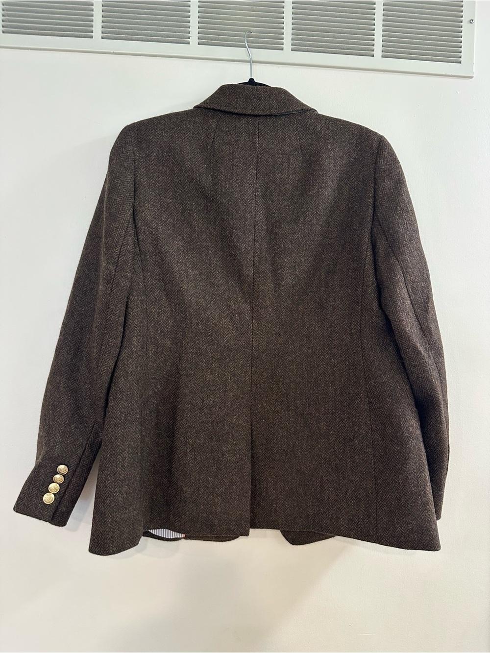 J.Crew Bristol Blazer Chocolate Umber Herringbone Wool Double-Breasted size 6 - Picture 11 of 15